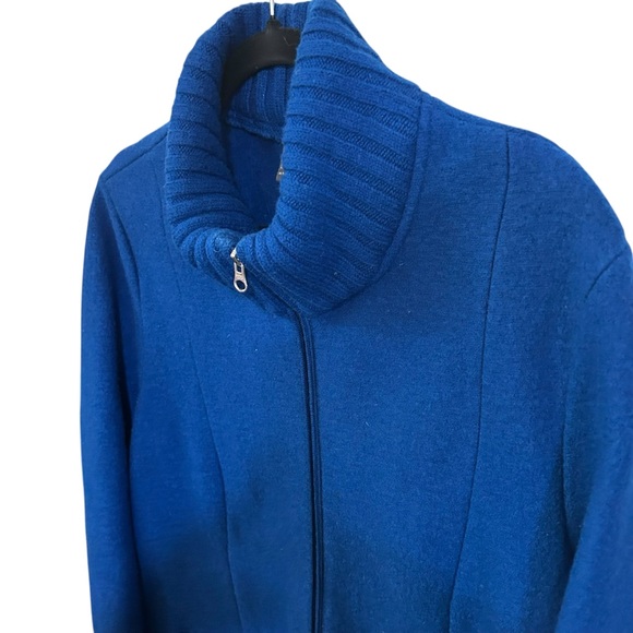 Kurt Geiger Hip Length Zip Front Teal Size 42/US 12 100% Pure Wool Winter Coat. - Picture 3 of 8